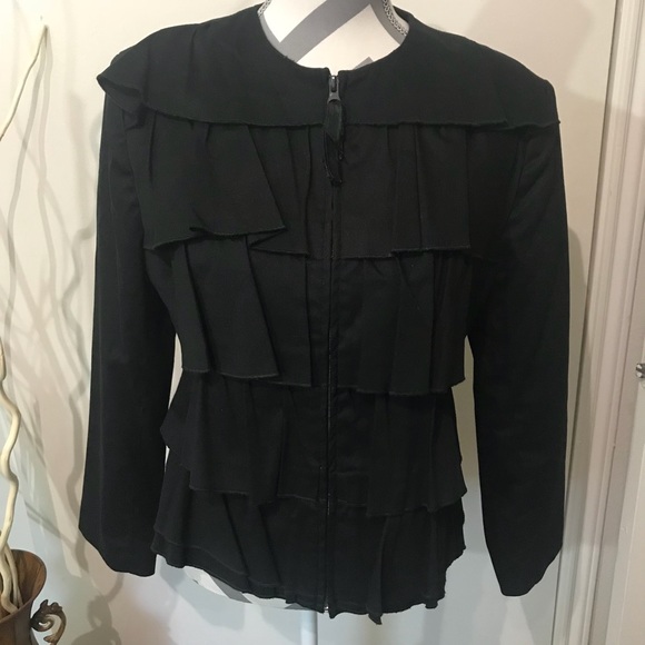 Giancarlo Ferrari Jackets & Blazers - Giancarlo Ferrari Ruffle Black Zip Up Jacket size8